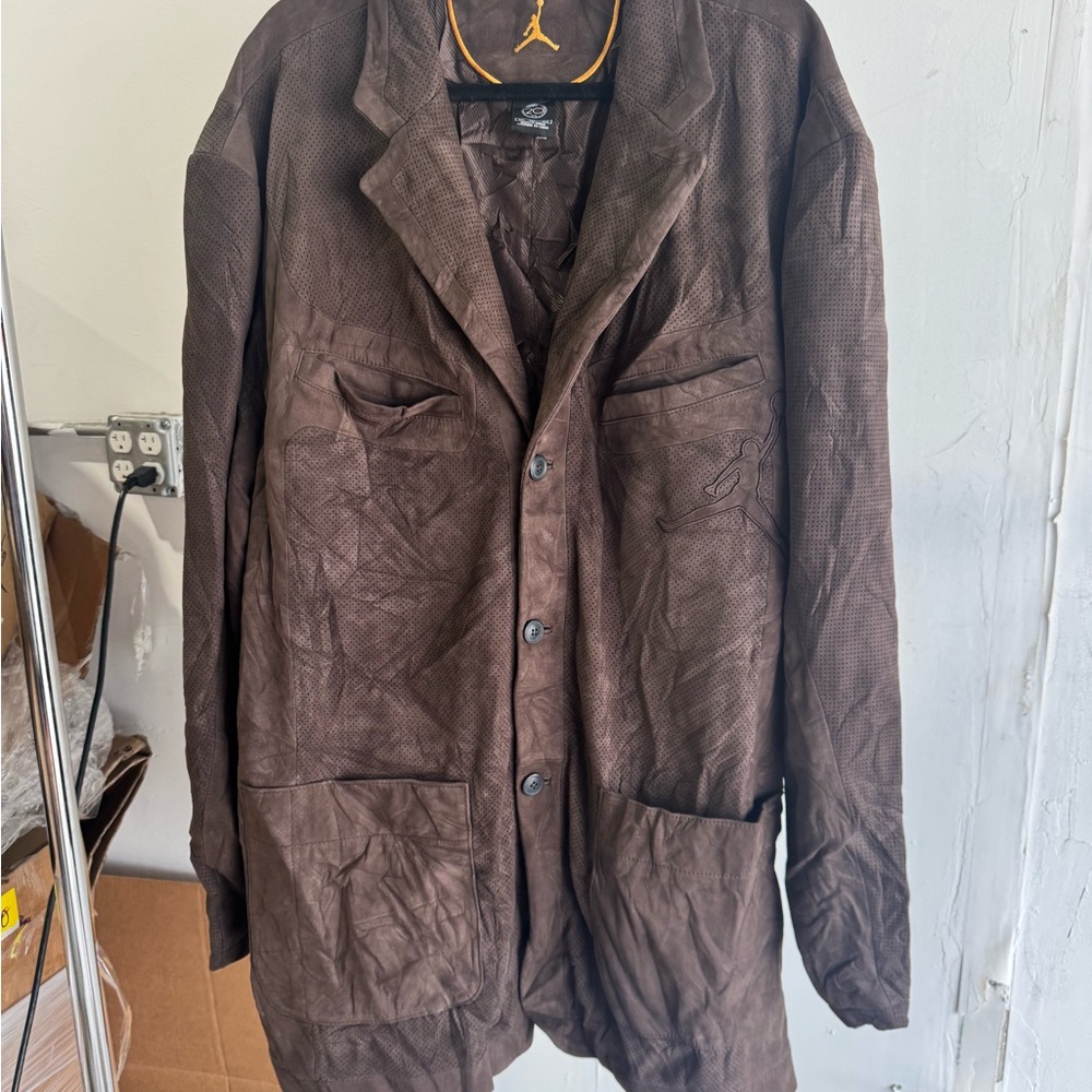 Michael Jordan Brown Suede Leather Vintage Jacket size 3X-EUC